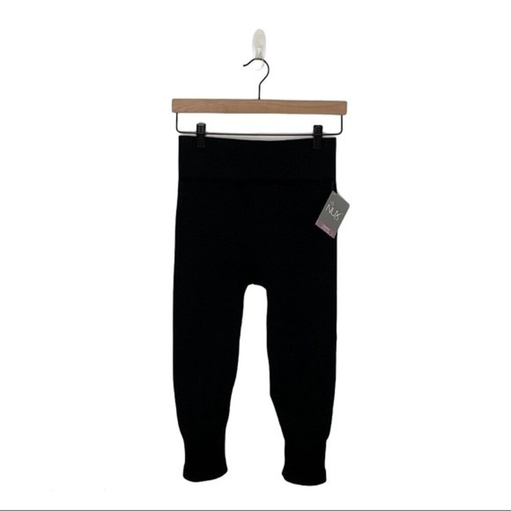 NUX Women's Leggings Large Black High Rise Cropped Yoga Pants Running USA NEW